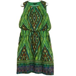 Tiana B. Women’s Multicolor Aztec Pattern Smocked Waist Knee Length Dress Sz- 12